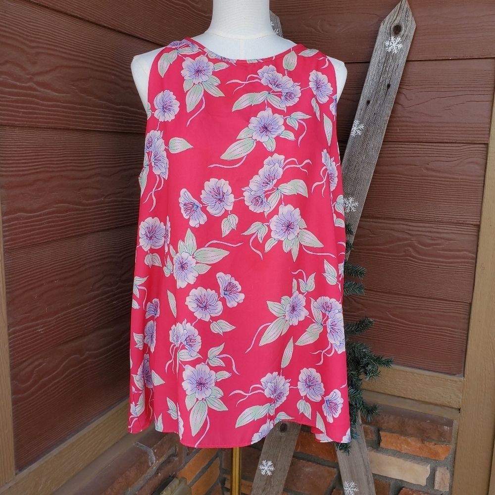 Emma & Olivia Coral Pink Floral Sleeveless Flowy Women's Blouse Size XL NWOT - Picture 16 of 16